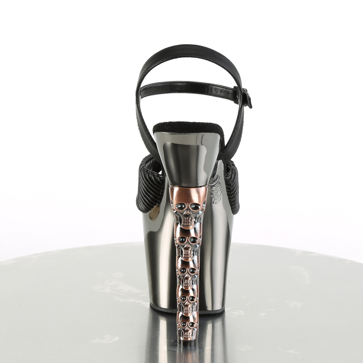 Pleaser Hex-709 BQTPU/PWCH - Černé sandály na vysoké platformě