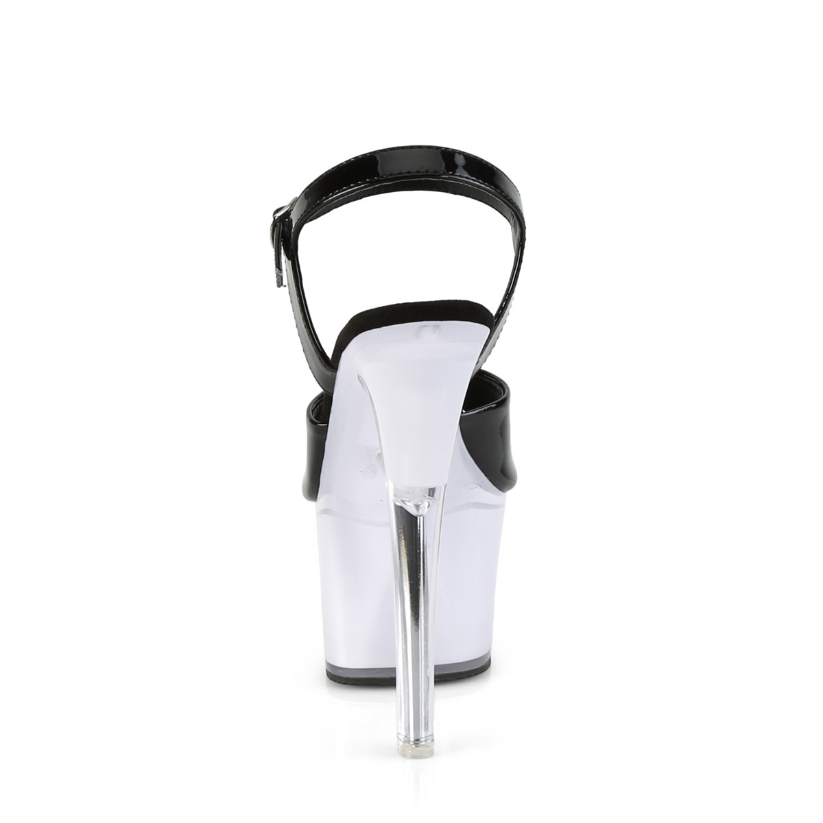 Pleaser Illuminator-709 B/WGLOW - Lesklé černé svítící sandály na vysoké platformě