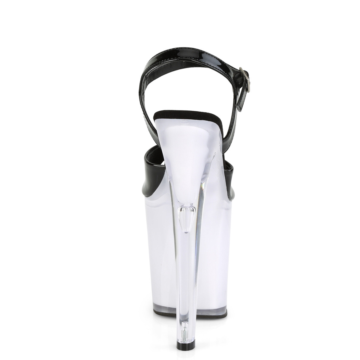 Pleaser Illuminator-809 B/WGLOW - Lesklé černé svítící sandály na vysoké platformě