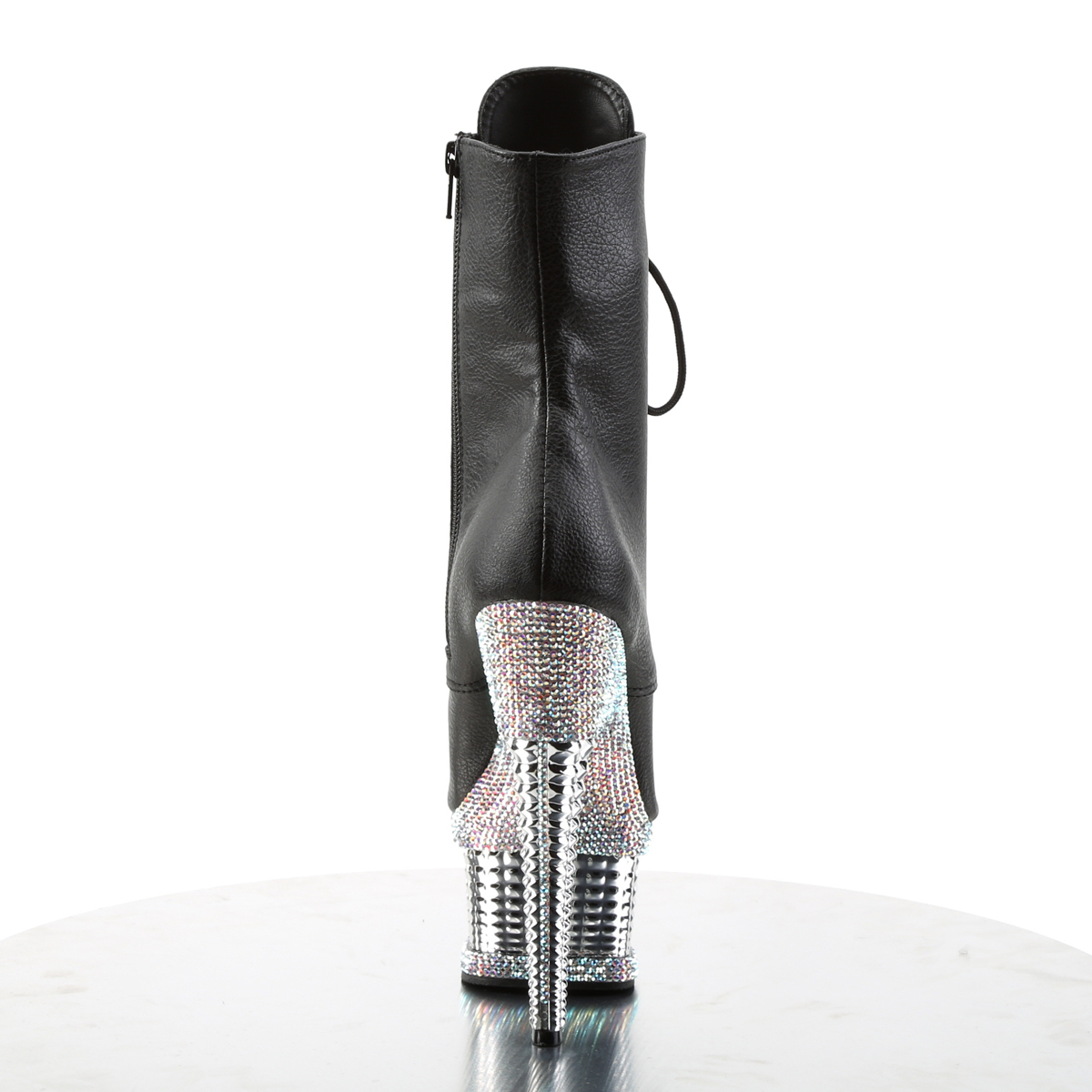 Pleaser Illusion-1021RS BPU/SCH - Černé kotníkové kozačky na platformě s vysokými podpatky