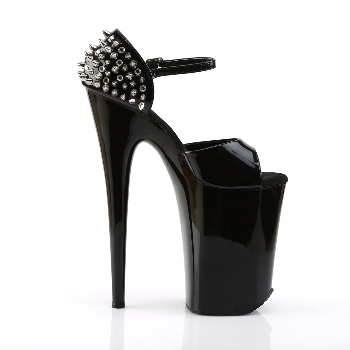 Pleaser Infinity-912SP B/M - Lesklé černé sandály na vysoké platformě