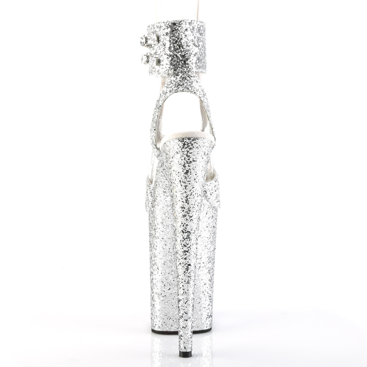 Pleaser Infinity-991LG SG/M - Stříbrné boty s páskem přes kotník na vysoké platformě