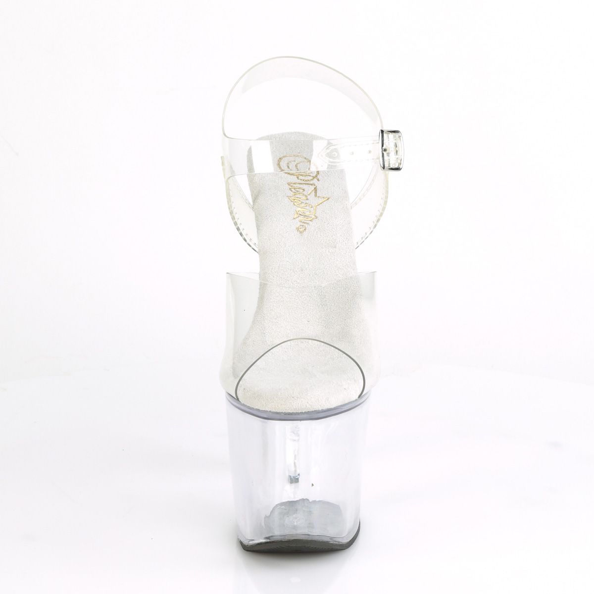 Pleaser Irongrip-708 C/M - Průhledné sandály na vysoké platformě