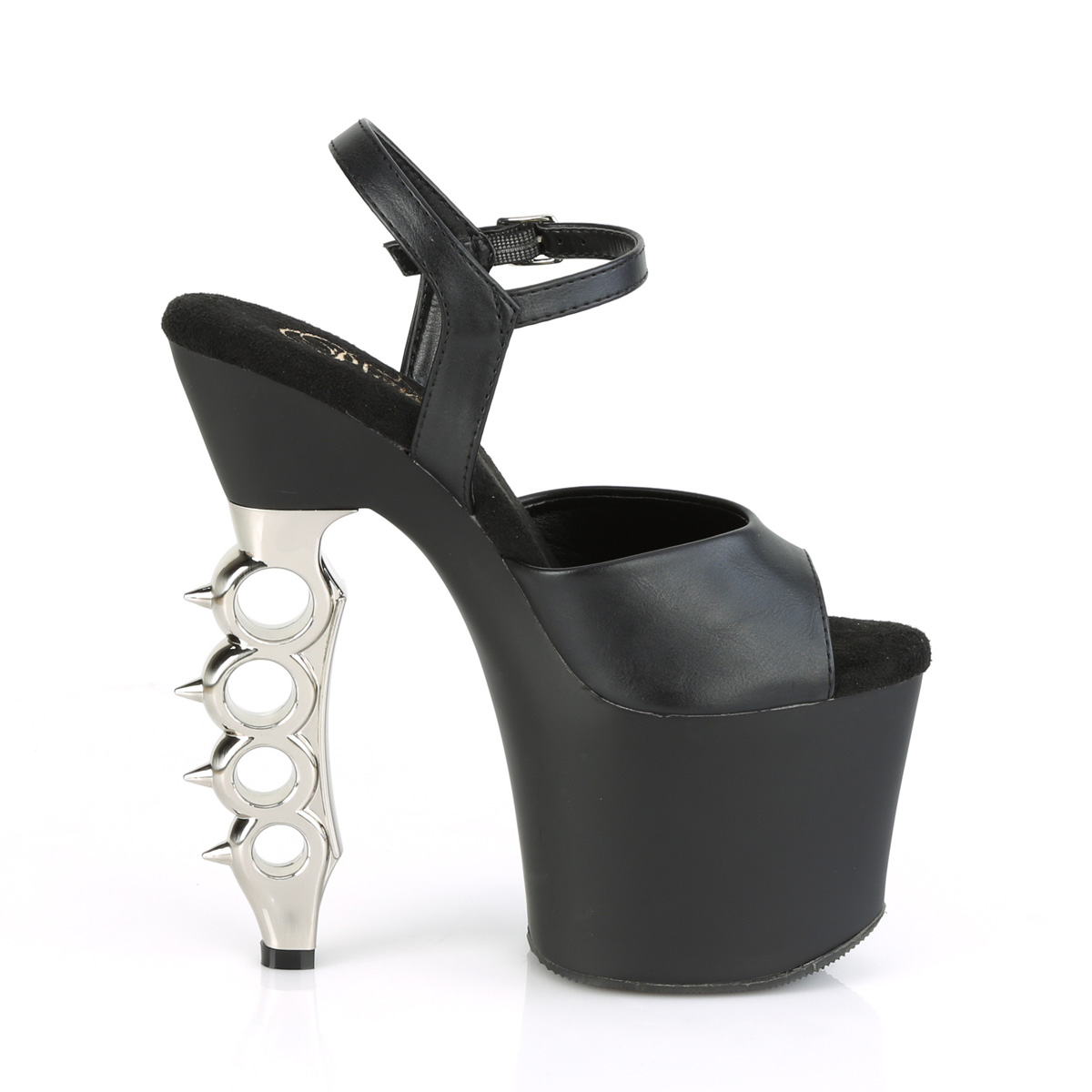 Pleaser Irongrip-709 BPU/B-SCH - Černé sandály na vysoké platformě
