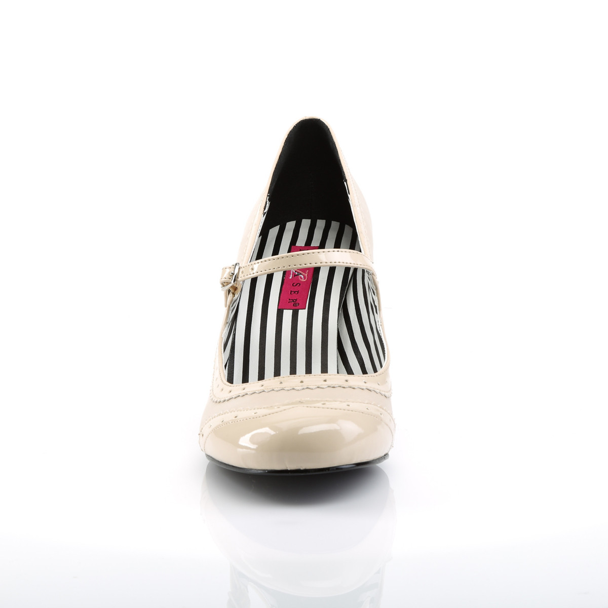 Pleaser Pink Label Jenna-06 CRPU-PT - Lesklé béžové lodičky s širokými podpatky