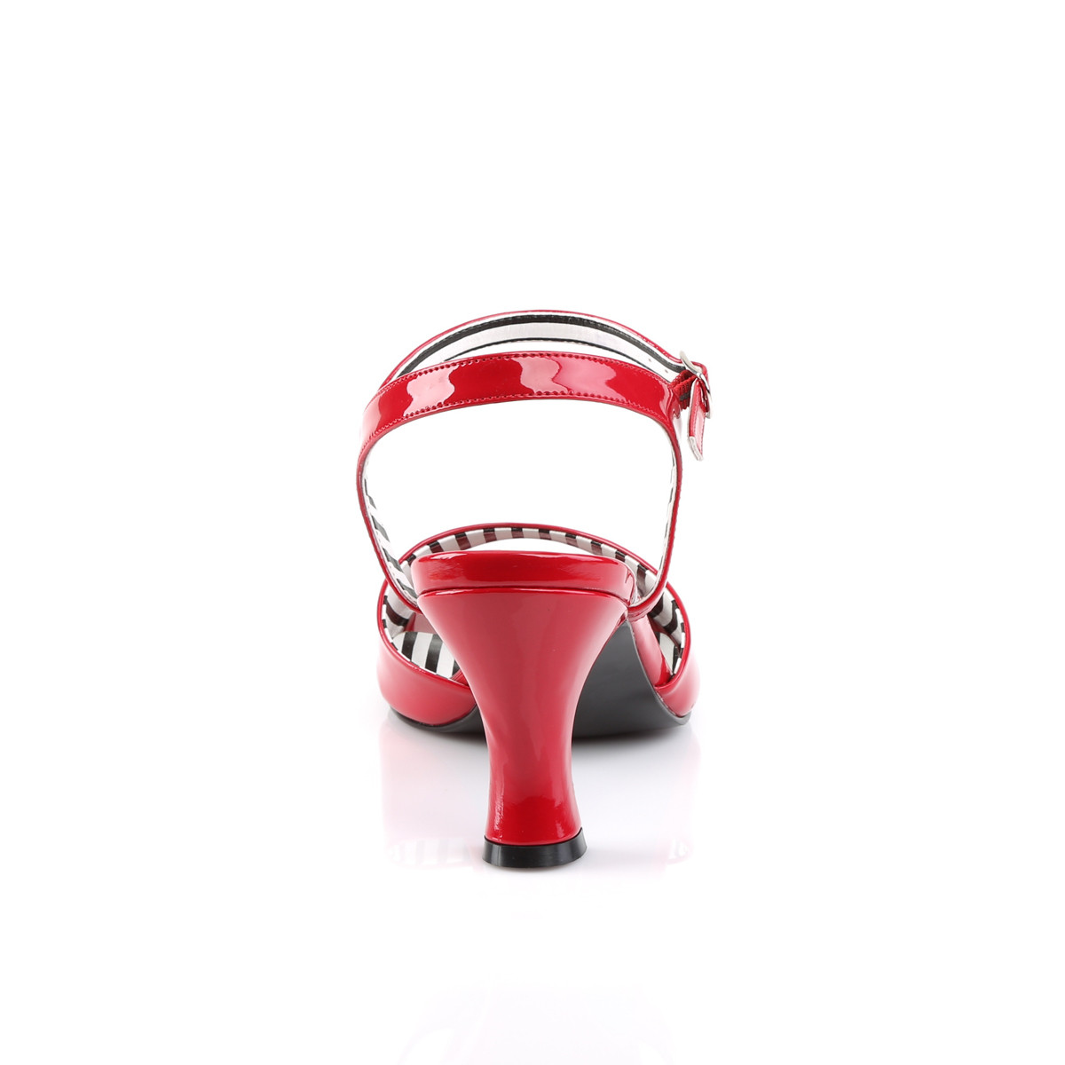 Pleaser Pink Label Jenna-09 R - Lesklé červené sandály s širokými podpatky
