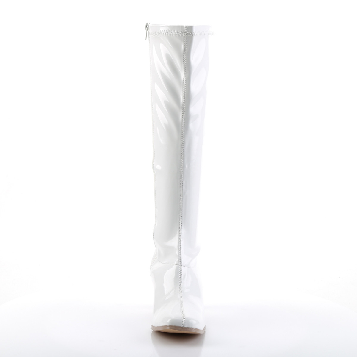 Funtasma Kiki-350 W - Lesklé bílé kozačky s širokými podpatky