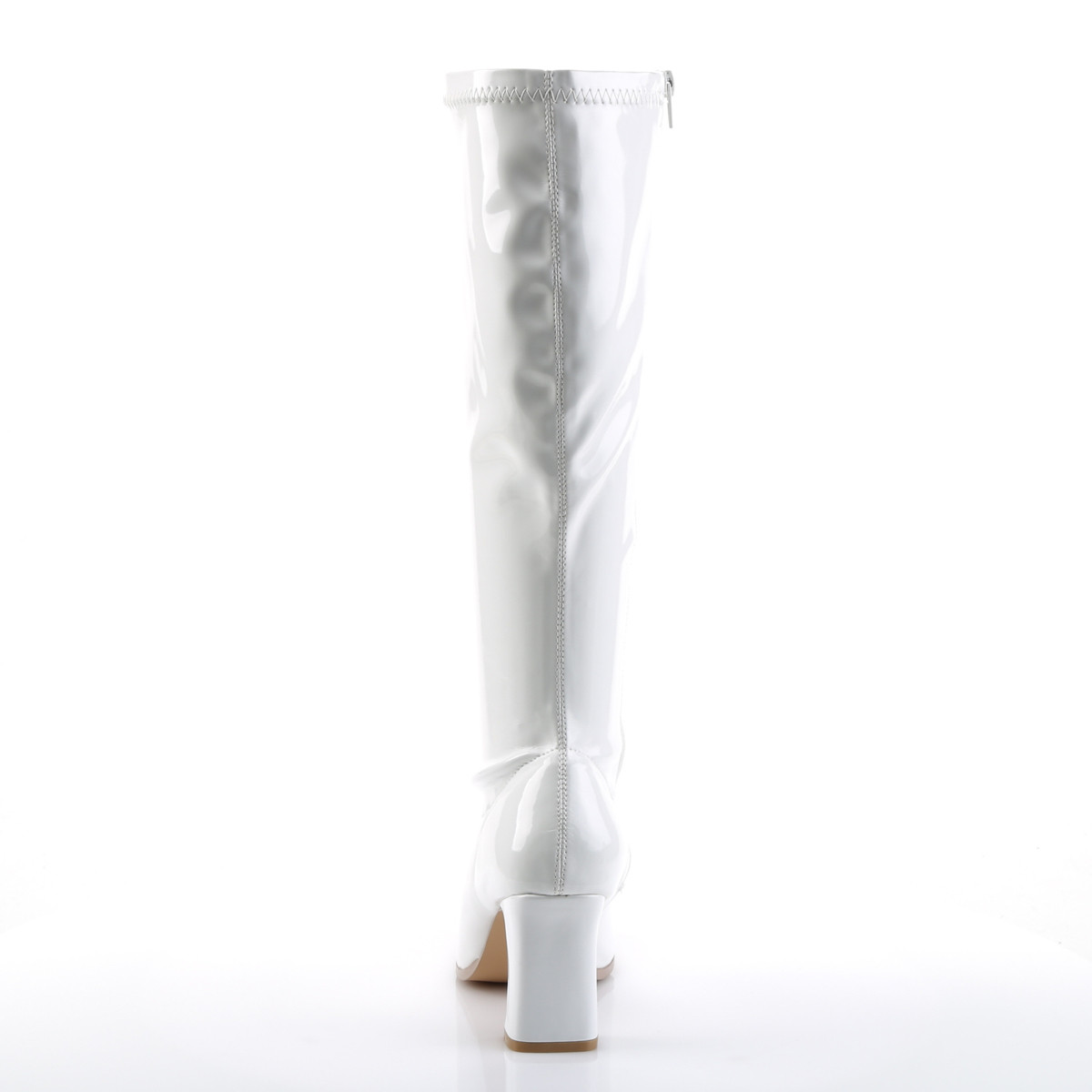 Funtasma Kiki-350 W - Lesklé bílé kozačky s širokými podpatky