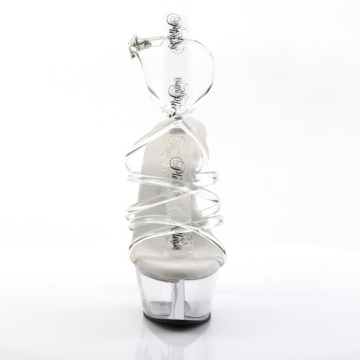 Pleaser Kiss-206 C/M - Průhledné sandály na platformě s vysokými podpatky