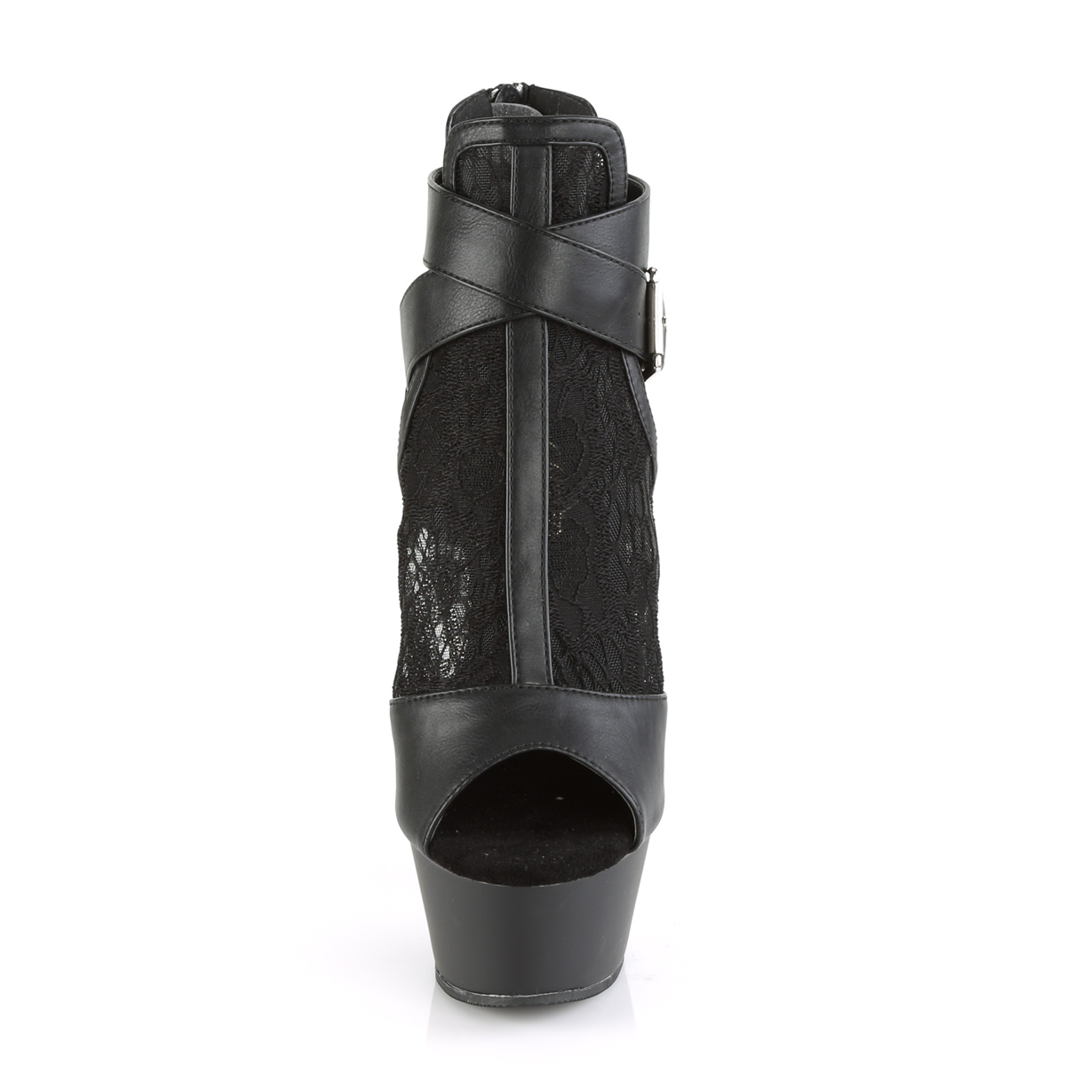 Pleaser Kiss-257 BPU-LC/M - Černé kotníkové boty na platformě s vysokými podpatky