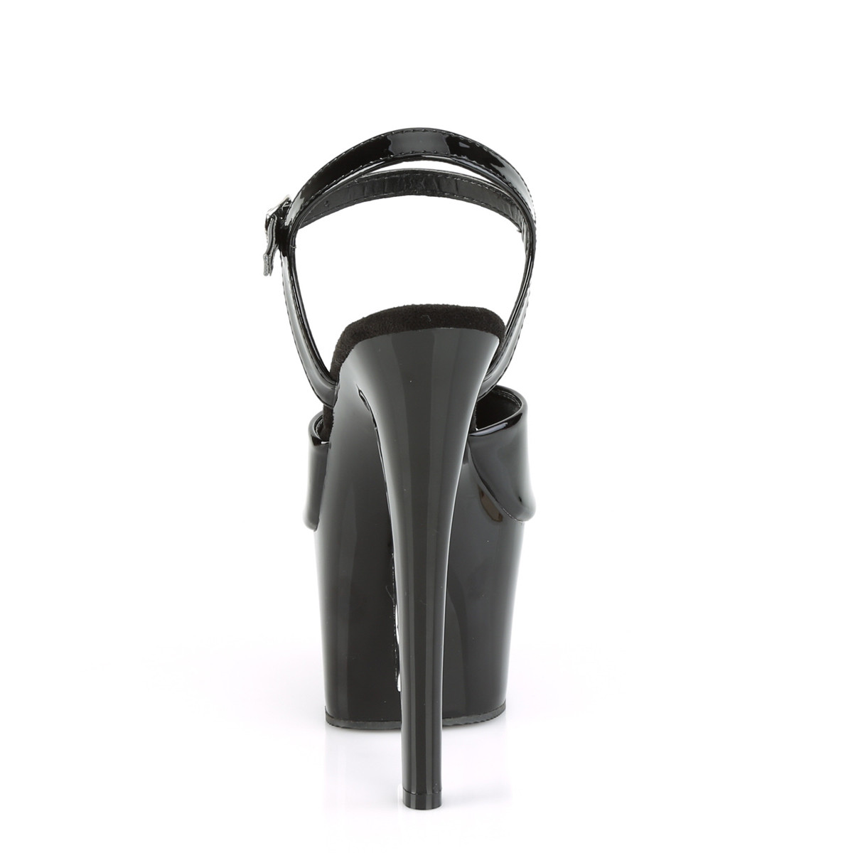 Pleaser Knucks-709 B/M - Lesklé černé sandály na vysoké platformě