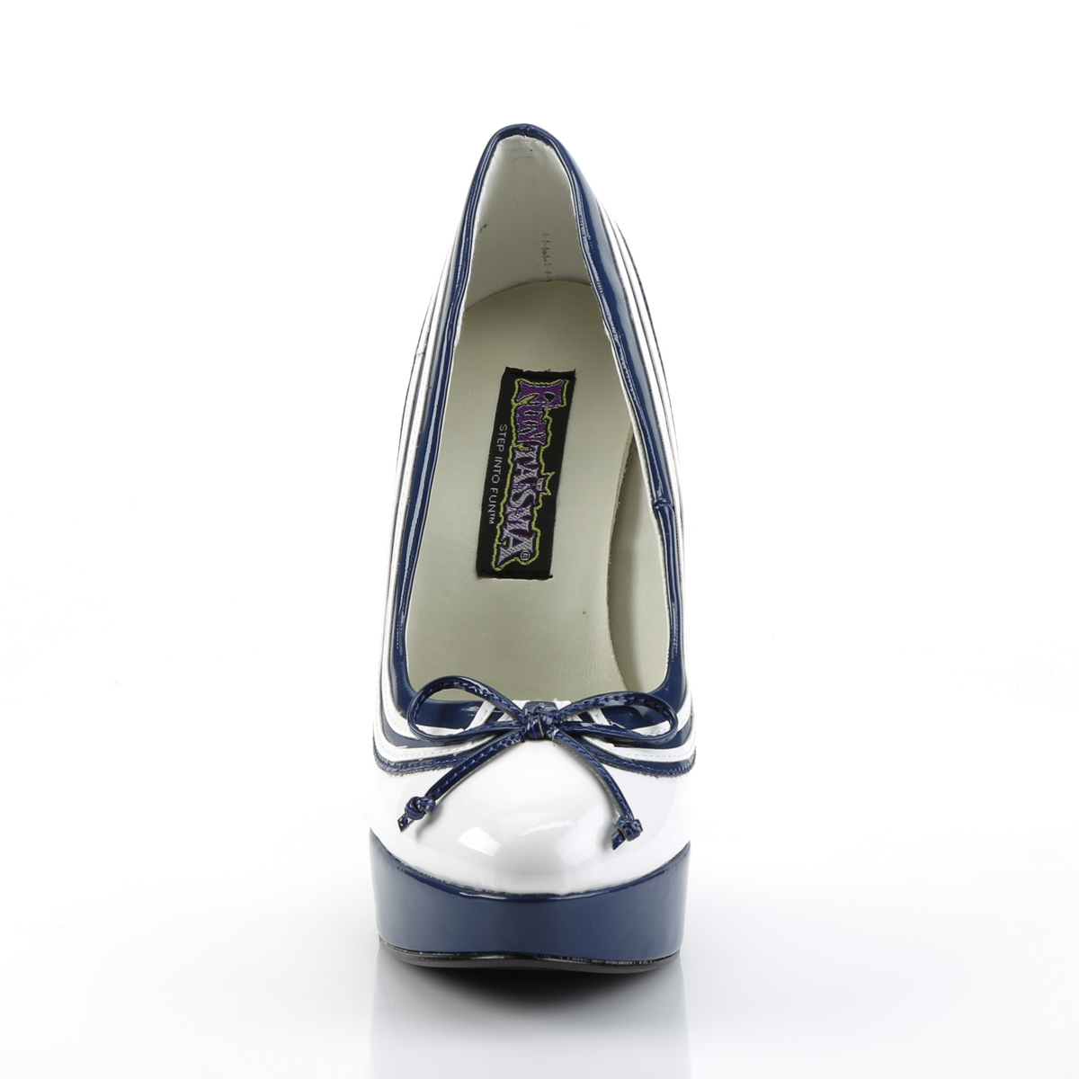 Funtasma Lolita-13 W-NB - Lesklé bílé lodičky na vysokém podpatku