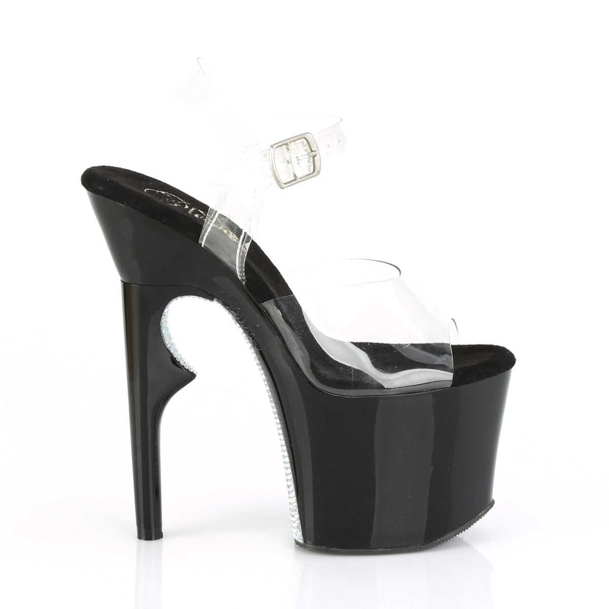 Pleaser Lovethorn-708CRS C/B - Průhledné sandály na vysoké platformě