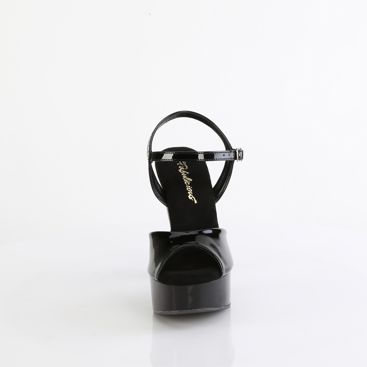 Fabulicious Martini-509 B/M - Lesklé černé sandály na platformě s vysokými podpatky