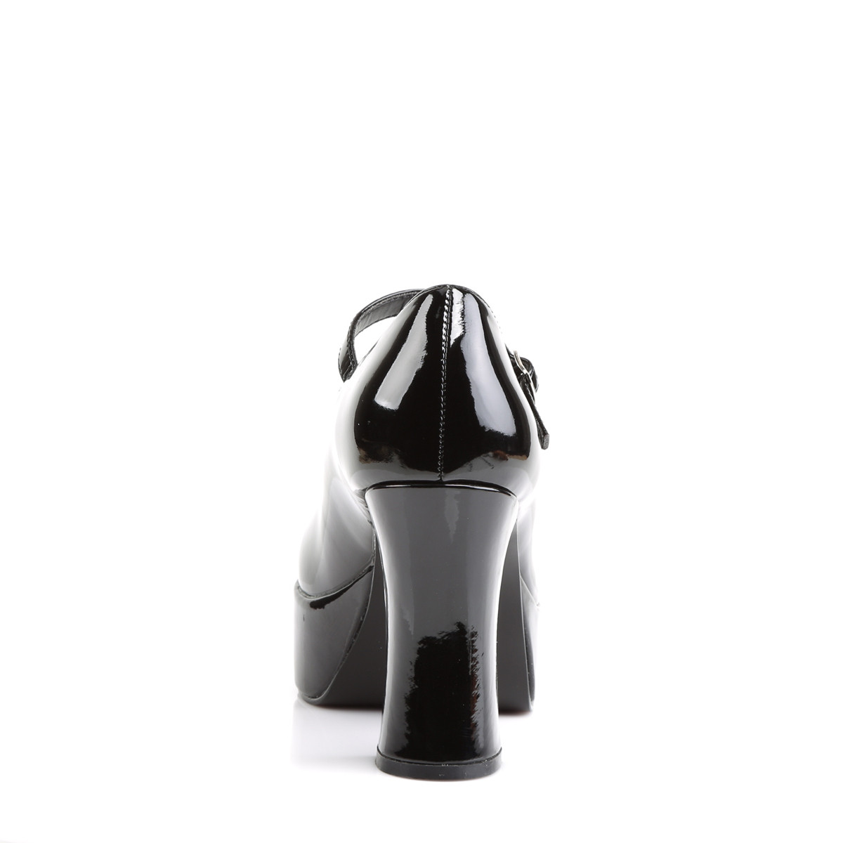 Funtasma Maryjane-50X B - Lesklé černé boty typu mary jane na platformě s vysokými širokými podpatky pro širší chodidlo