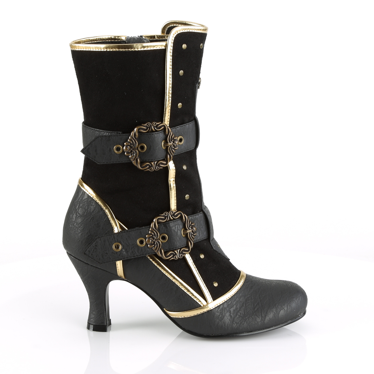 Funtasma Matey-205 BPU-MF - Černé kotníkové kozačky s širokými podpatky