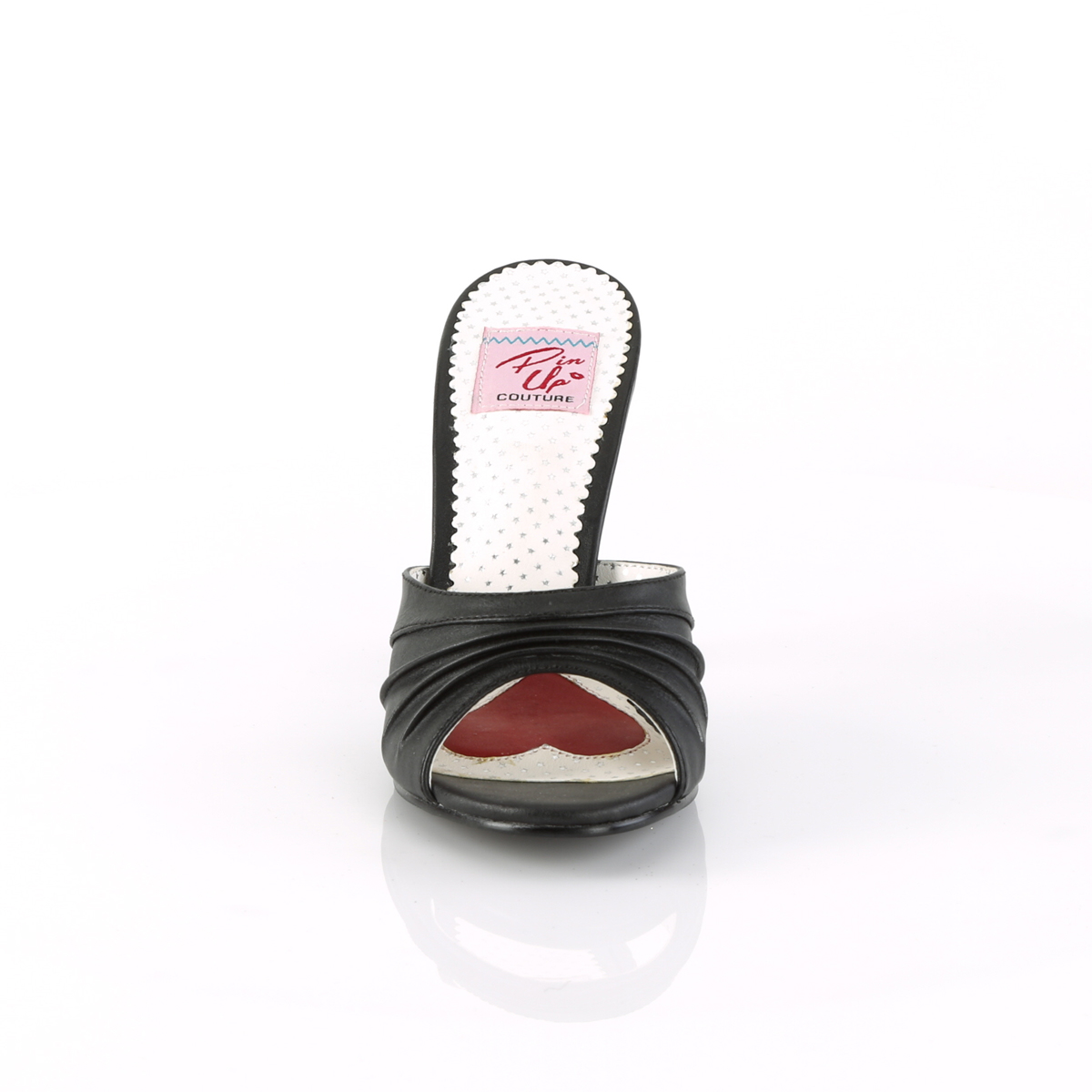 Pin Up Couture Monroe-01 BPU - Černé pantofle na vysokém podpatku