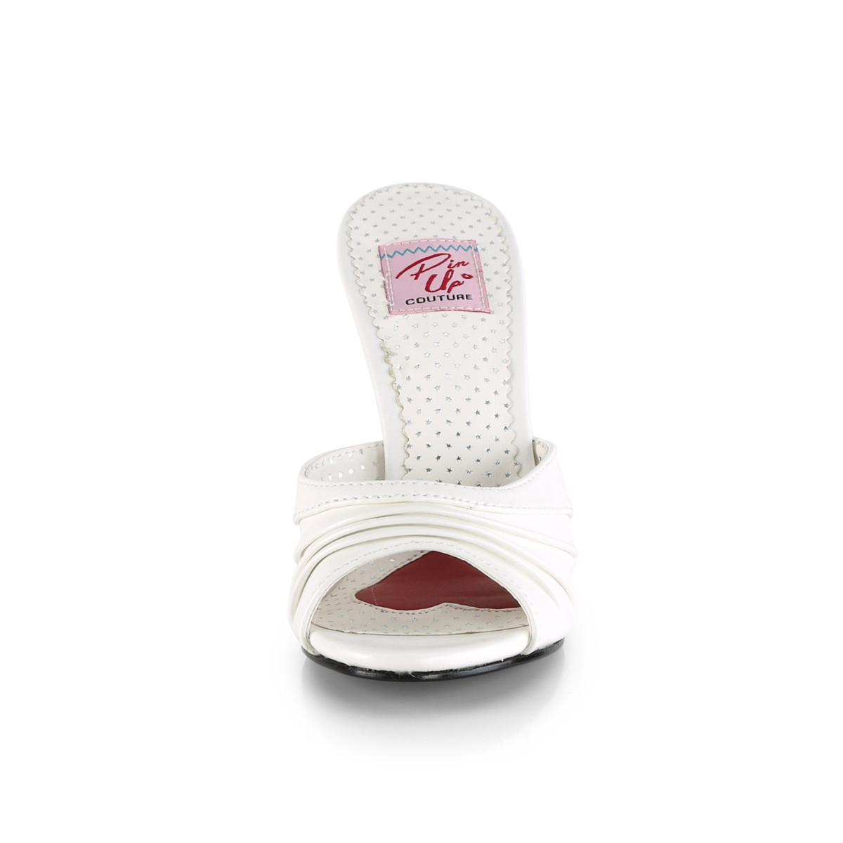 Pin Up Couture Monroe-01 WPU - Bílé pantofle na vysokém podpatku