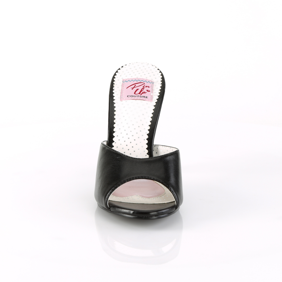 Pin Up Couture Monroe-05 BPU - Černé pantofle na vysokém podpatku