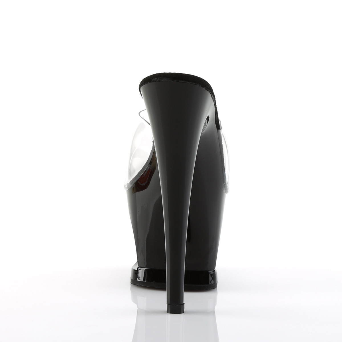 Pleaser Moon-701TG C/B-S - Průhledné sandály na vysoké platformě