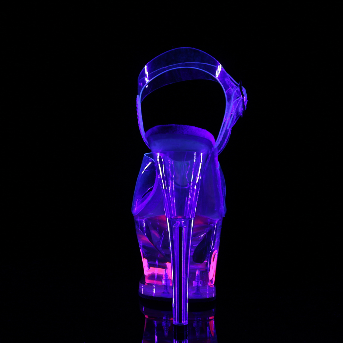 Pleaser Moon-708CAT C/C-PN - Průhledné sandály na vysoké platformě