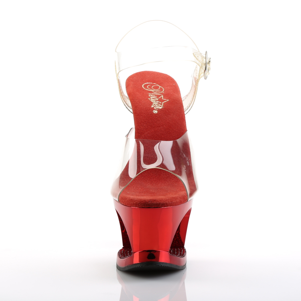 Pleaser Moon-708DMCH C/R - Průhledné sandály na vysoké platformě