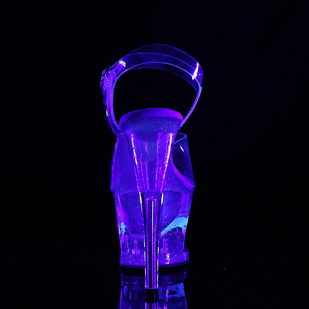 Pleaser Moon-708MER C/M - Průhledné sandály na vysoké platformě