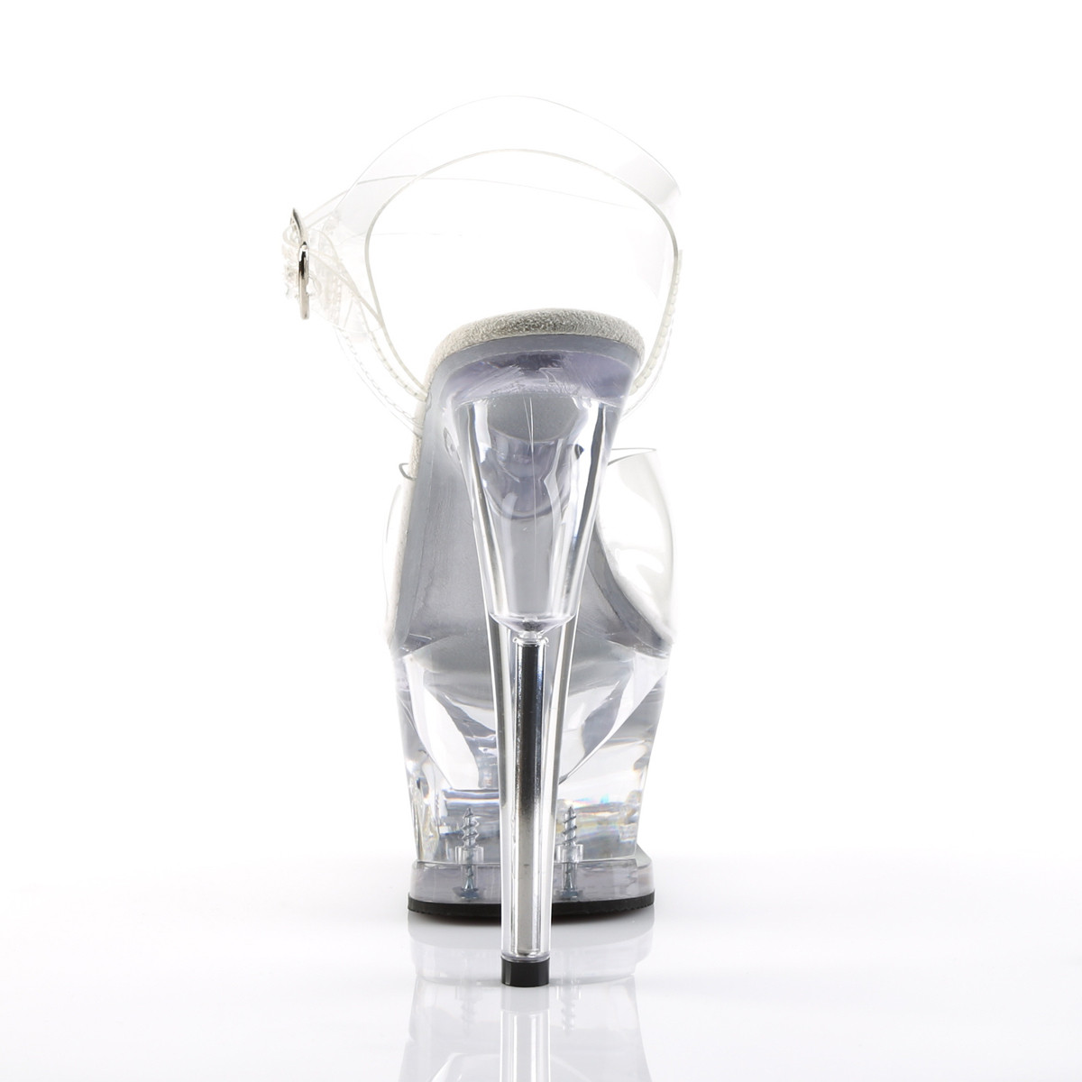 Pleaser Moon-708TG C/C-S - Průhledné sandály na vysoké platformě