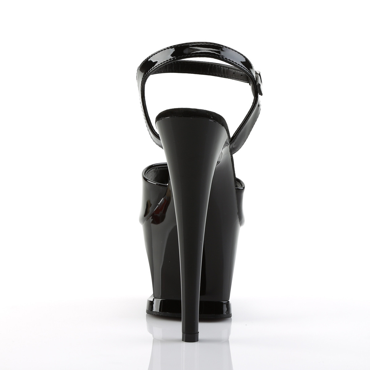 Pleaser Moon-709 B/M - Lesklé černé sandály na vysoké platformě