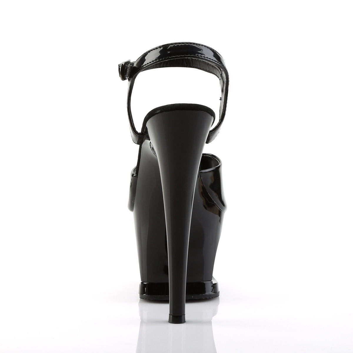 Pleaser Moon-709SK B/M - Lesklé černé sandály na vysoké platformě