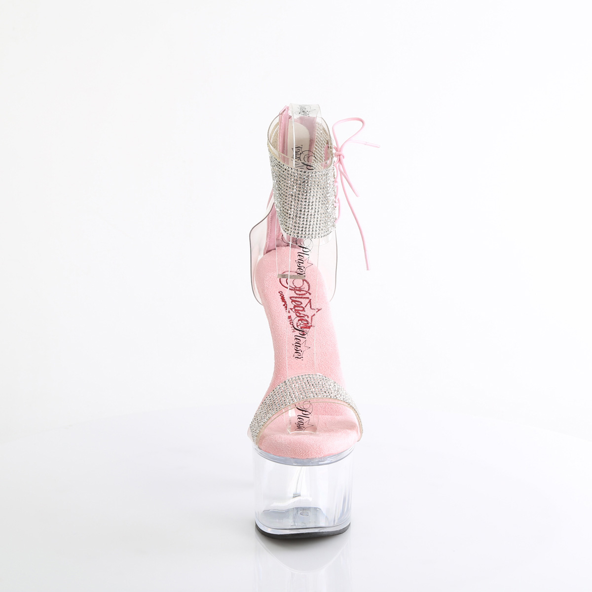 Pleaser Passion-727RS C-BP/C - Růžové boty s páskem přes kotník na vysoké platformě