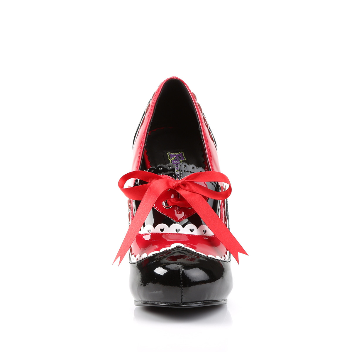 Funtasma Queen-03 BRW - Lesklé černé lodičky na vysokých širokých podpatcích