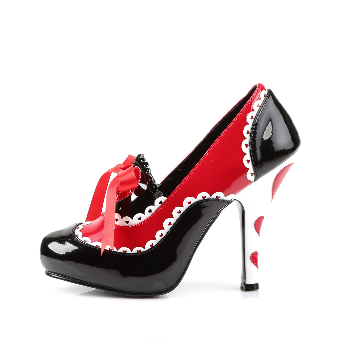 Funtasma Queen-03 BRW - Lesklé černé lodičky na vysokých širokých podpatcích