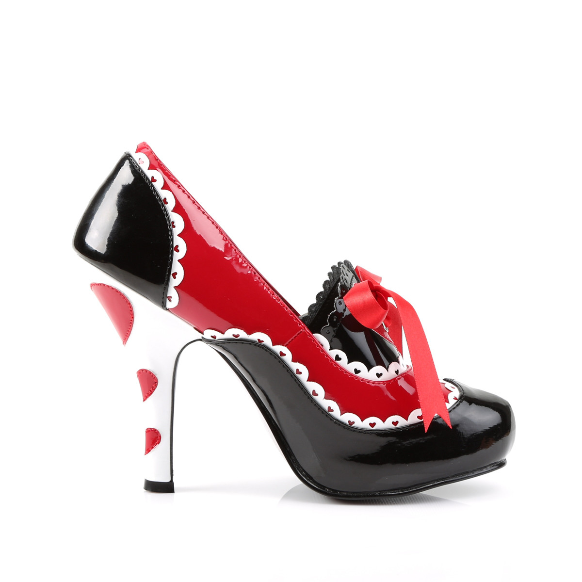 Funtasma Queen-03 BRW - Lesklé černé lodičky na vysokých širokých podpatcích