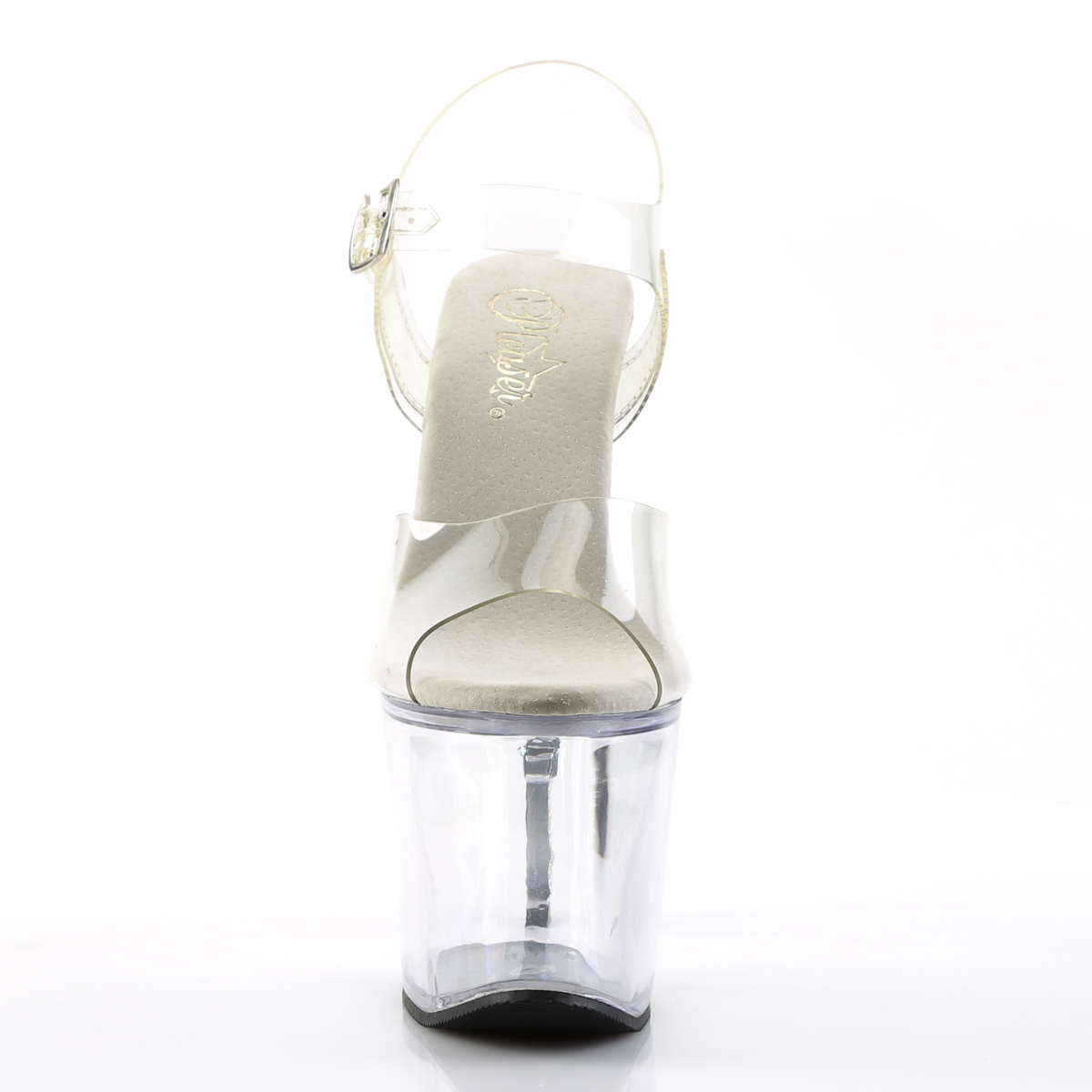Pleaser Revolver-708 C/M - Průhledné sandály na vysoké platformě