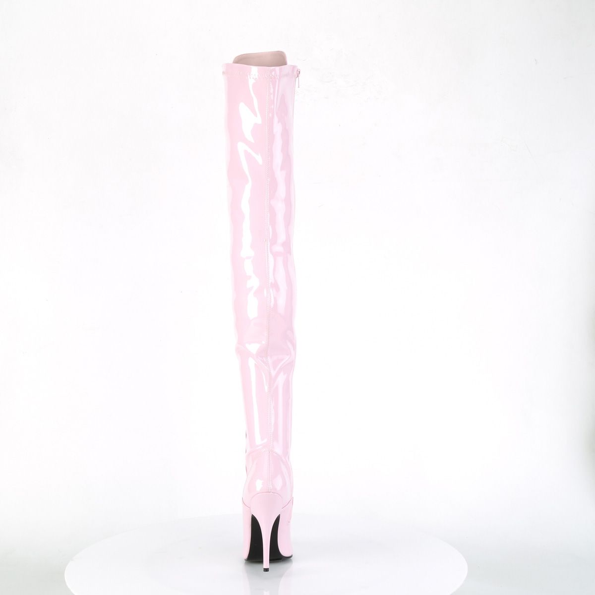 Pleaser Seduce-3024 BP - Lesklé růžové kozačky nad kolena na vysokém podpatku