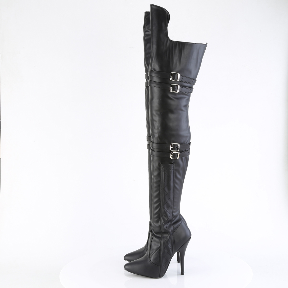 Pleaser Seduce-3080 BPU - Černé kozačky nad kolena na vysokém podpatku