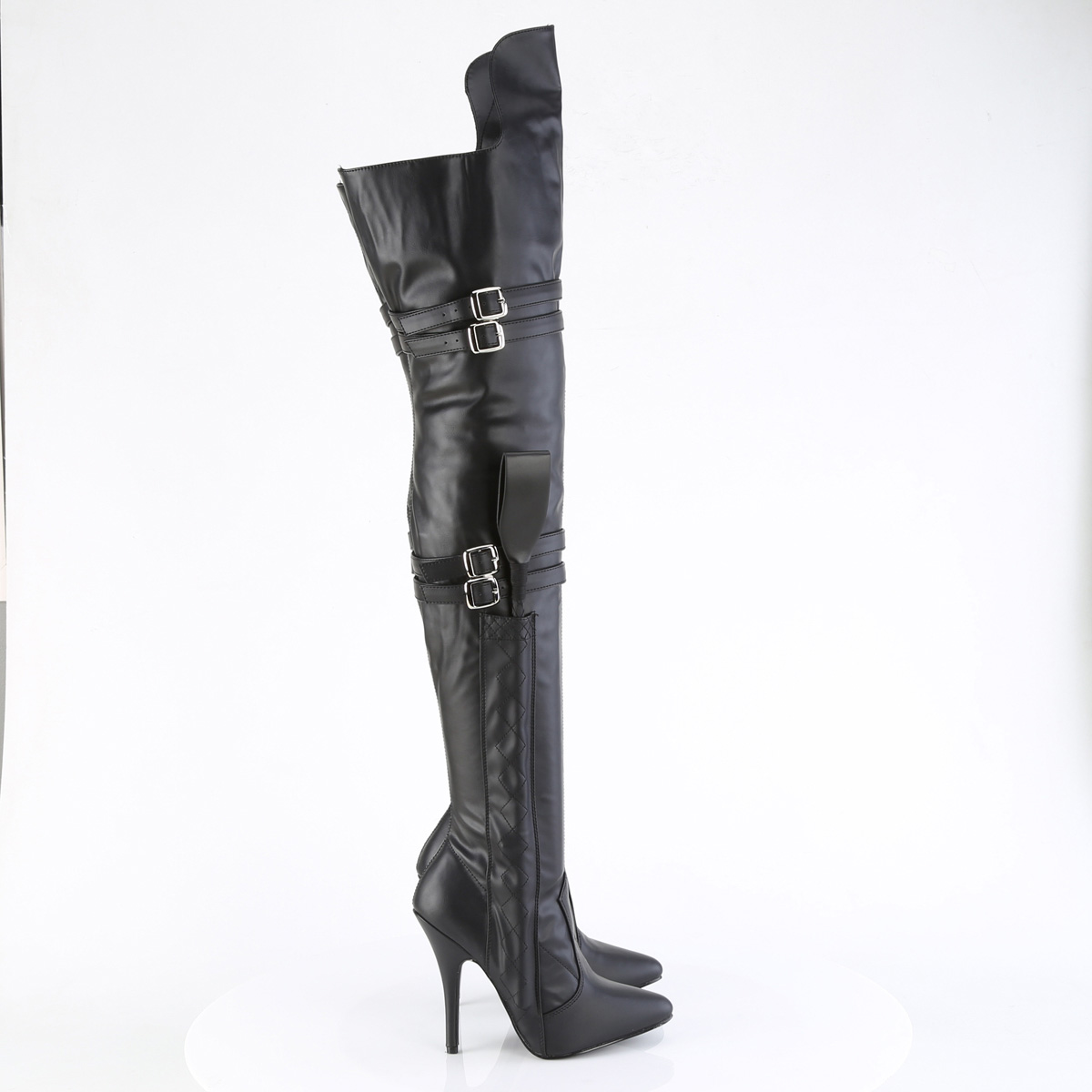 Pleaser Seduce-3080 BPU - Černé kozačky nad kolena na vysokém podpatku