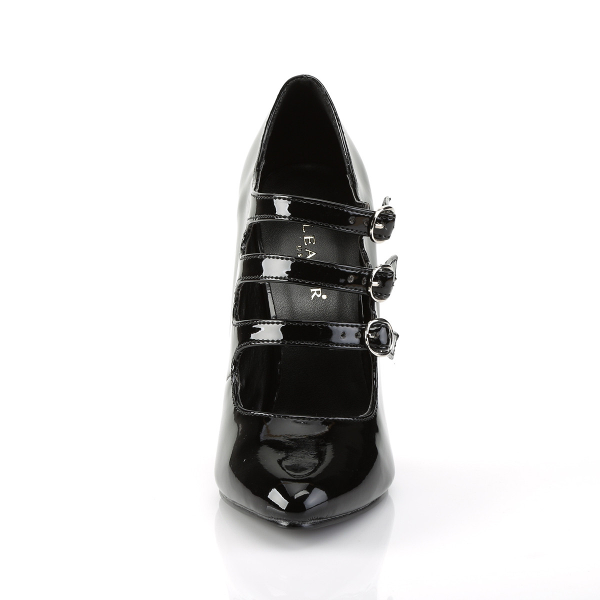 Pleaser Seduce-453 B - Lesklé černé lodičky s páskem bez platformy na vysokém podpatku