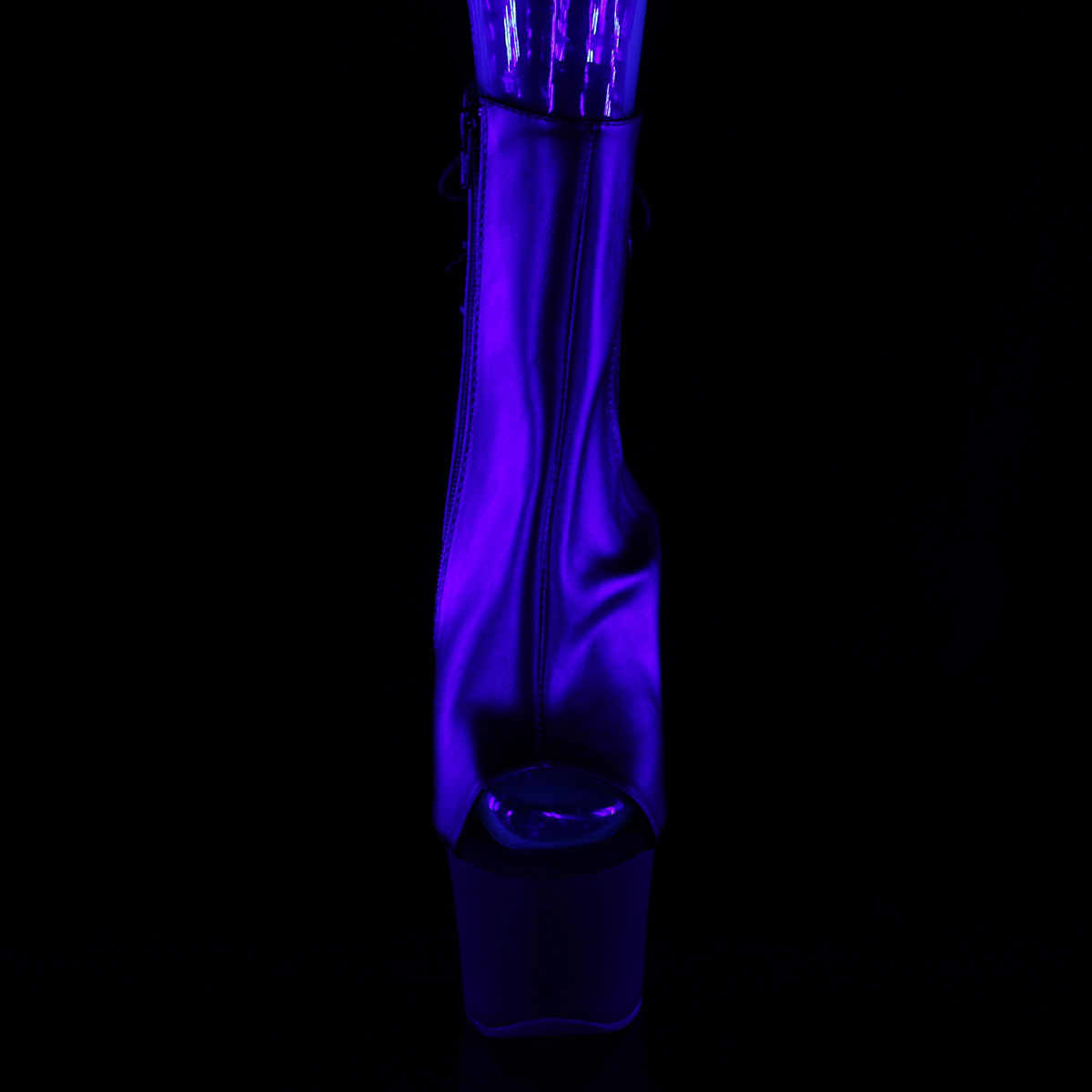 Pleaser Sky-1018TT BPU/B-NHP - Černé kozačky s otevřenou špičkou na vysoké platformě