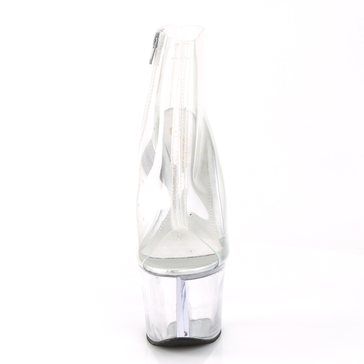 Pleaser Sky-1023 C/M - Průhledné kotníkové kozačky na vysoké platformě