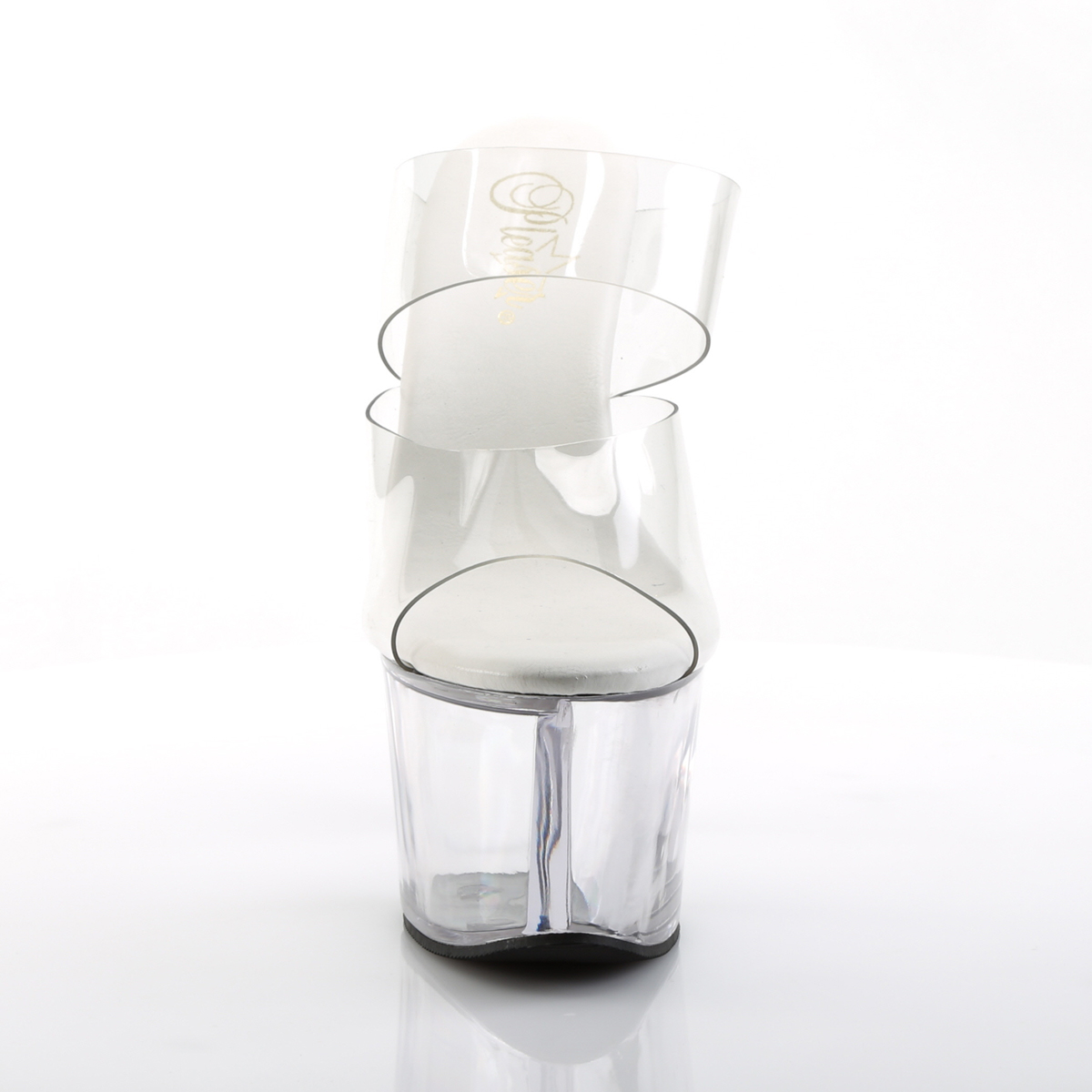 Pleaser Sky-302VL C/M - Průhledné sandály na vysoké platformě