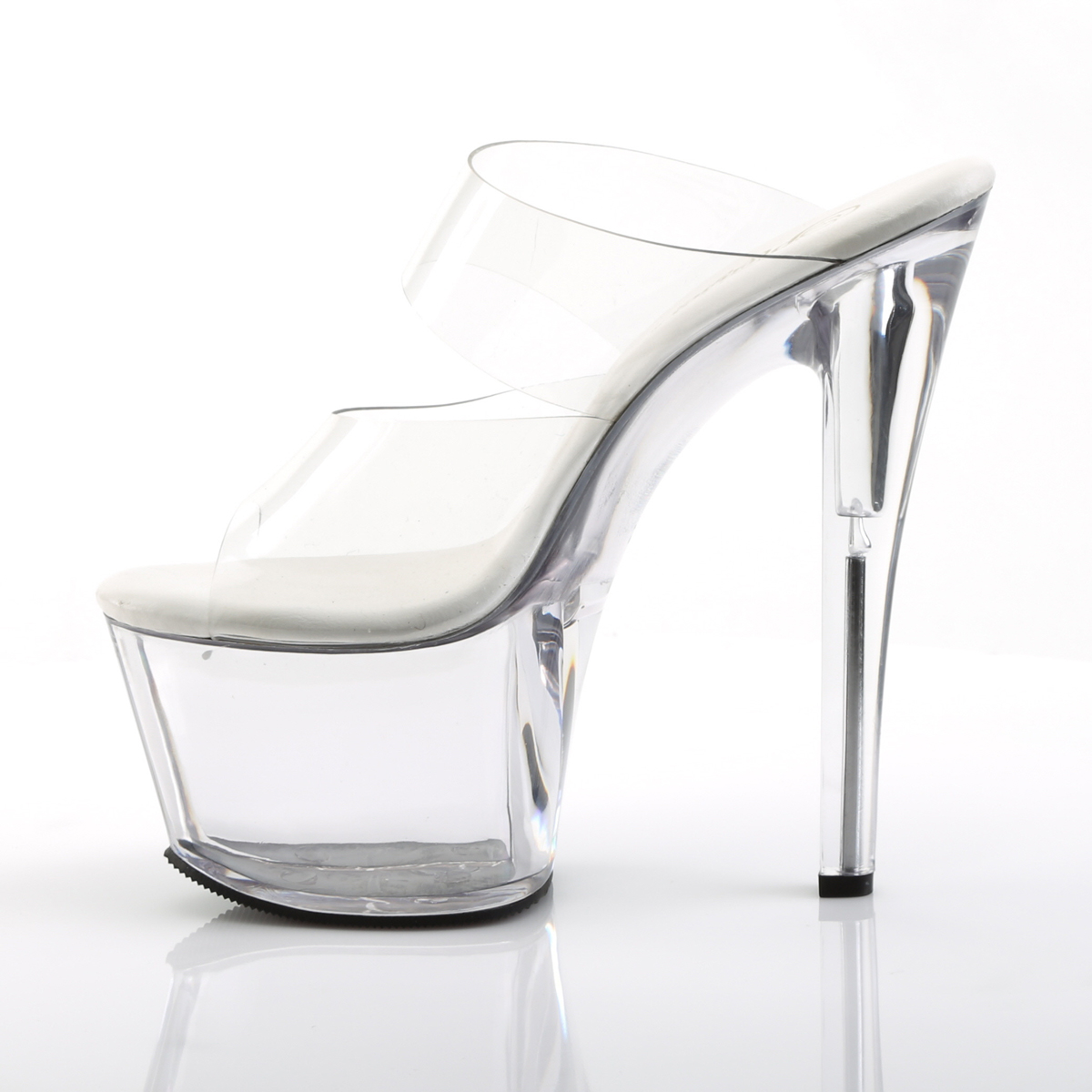 Pleaser Sky-302VL C/M - Průhledné sandály na vysoké platformě