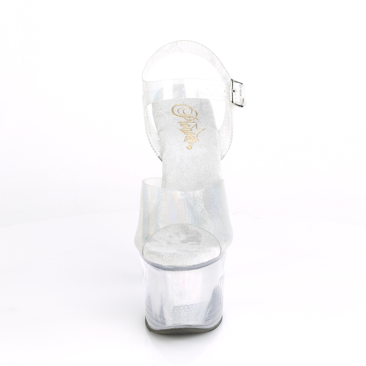 Pleaser Sky-308N SHGTPU/M - Stříbrné sandály na vysoké platformě