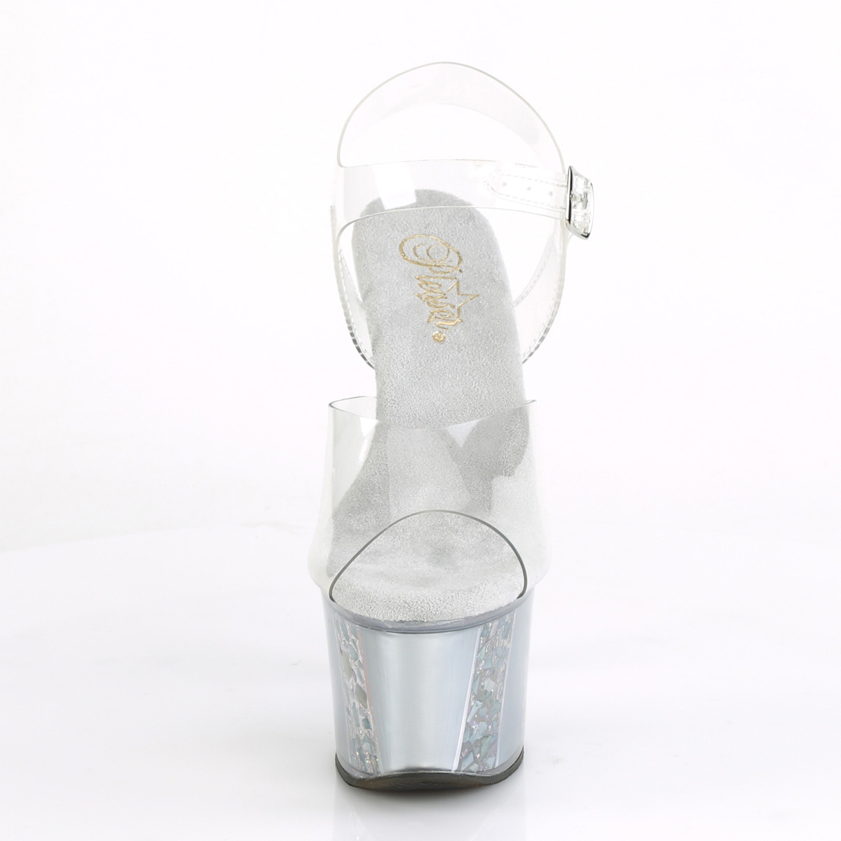 Pleaser Sky-308OF C/S - Průhledné sandály na vysoké platformě