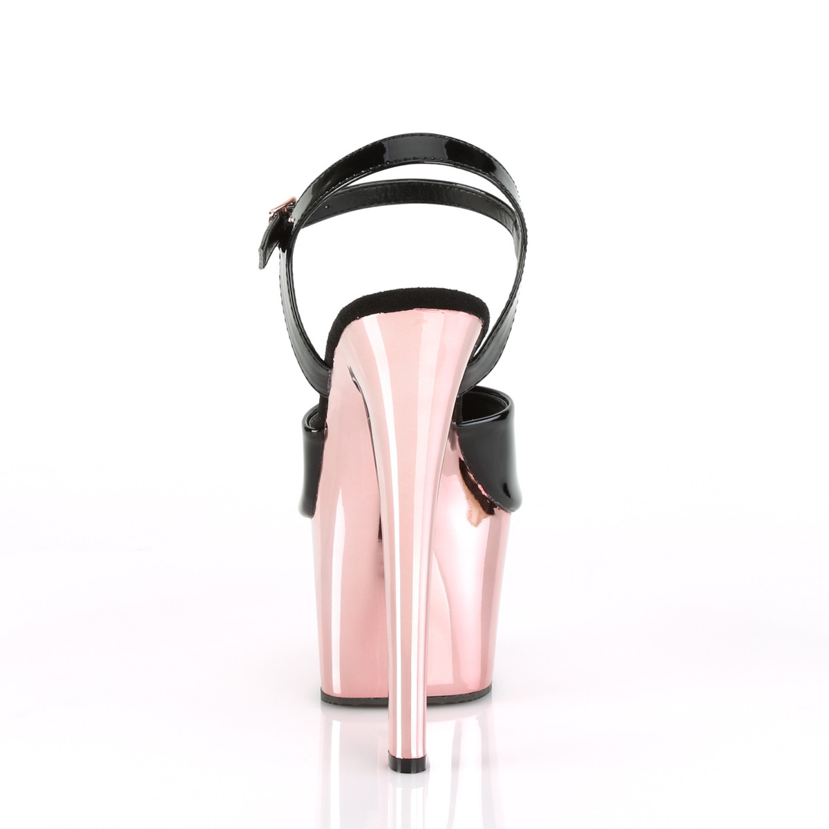 Pleaser Sky-309 B/ROGLDCH - Lesklé černé sandály na vysoké platformě