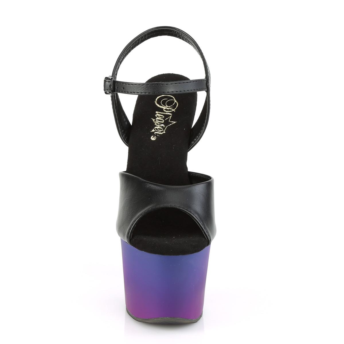 Pleaser Sky-309BP BPU/BLU-PP - Černé sandály na vysoké platformě