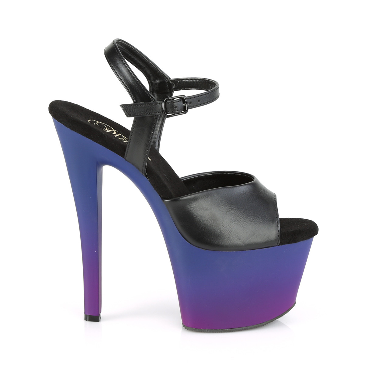 Pleaser Sky-309BP BPU/BLU-PP - Černé sandály na vysoké platformě