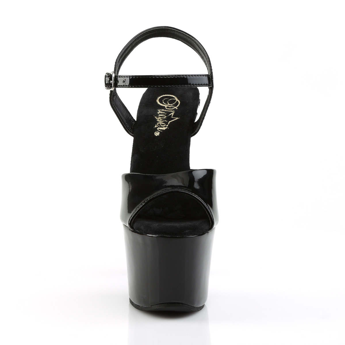 Pleaser Sky-309FH-06 BR/B - Lesklé černé sandály na vysoké platformě