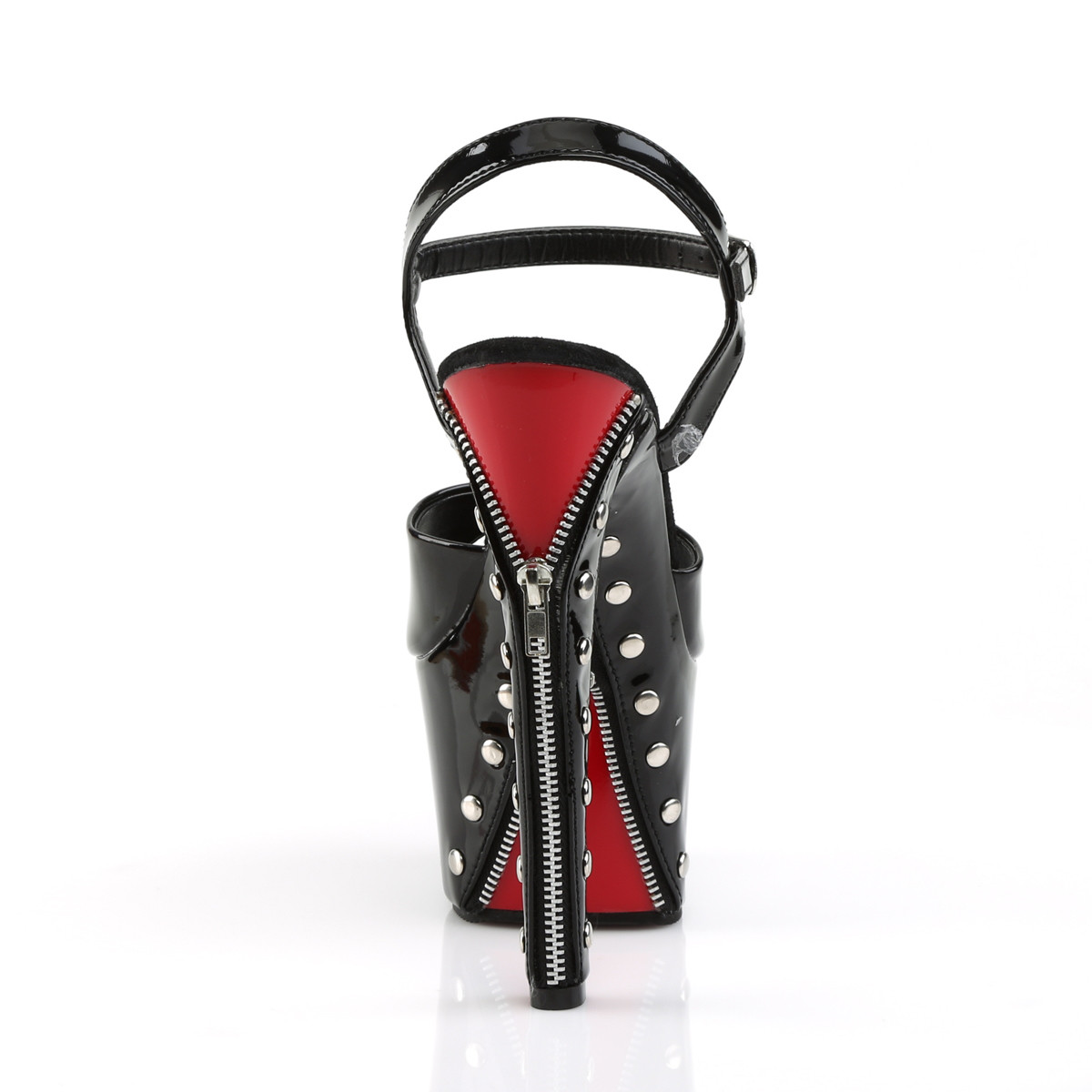 Pleaser Sky-309FH-06 BR/B - Lesklé černé sandály na vysoké platformě